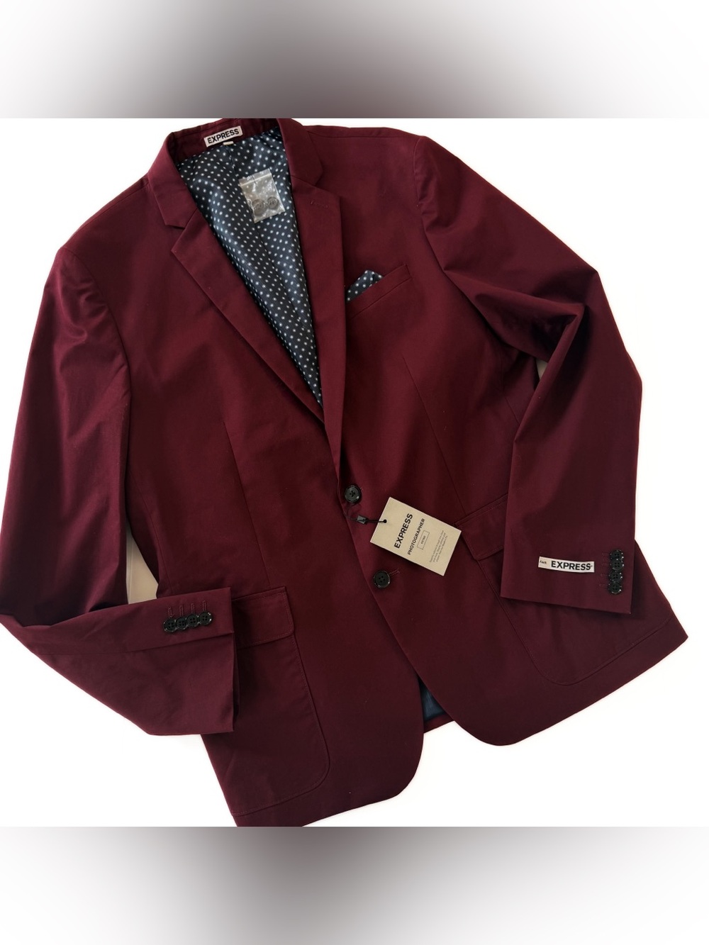 Express Blazer Suit Jacket Mens Size 44 Regular Maroon Photographer Slim Fit New